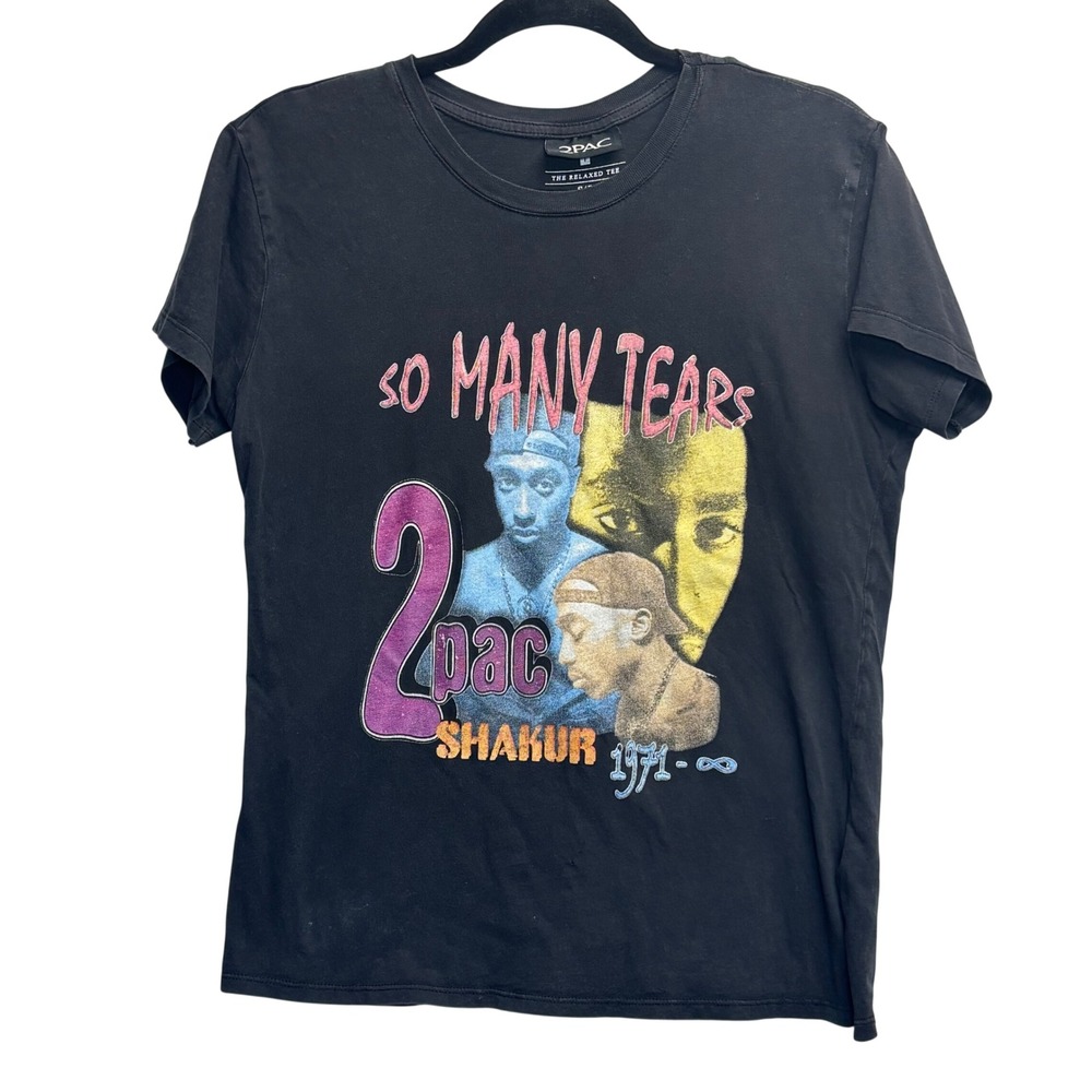 Y2K 2Pac Shakur Graphic Tee Women S Black So Many Tears Rap Hip Hop Streetwear